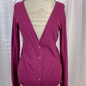 Magenta cardigan with diamond buttons